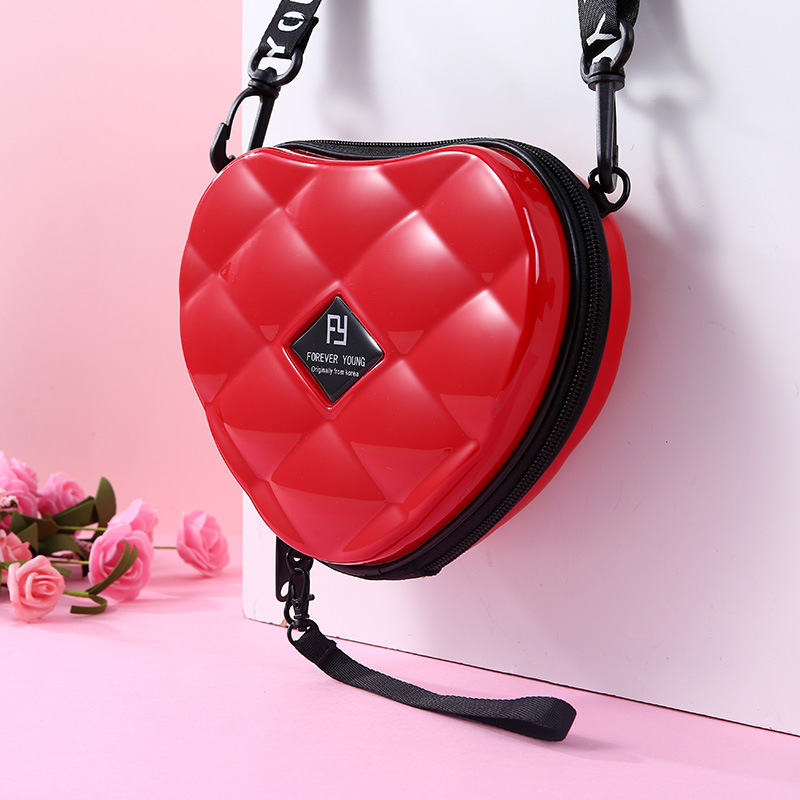 Luxury HandBags Heart Shaped PVC Mini Shoulder Bag for Woman Personality Small Box Women Purses: Red