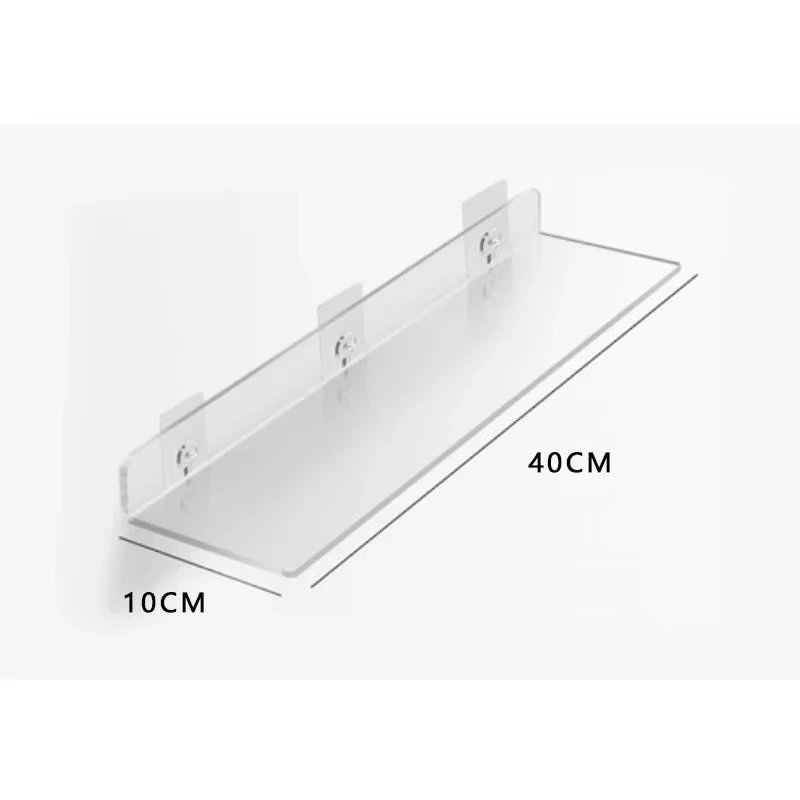 Estante de almacenamiento acrílico montado en la pared, estante flotante sin perforaciones, palo de exhibición transparente y grueso, organizador para baño, cocina y baño: Rojo