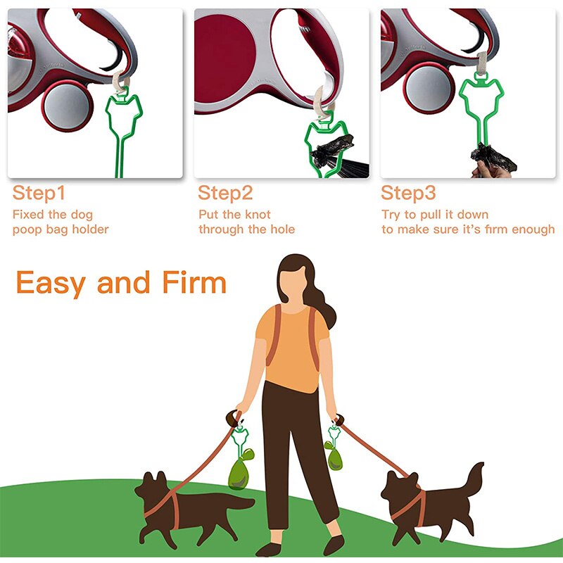 Dog Poop Bag Hands-Free Holder Pet Waste Bag Carrier Dog Leash Dispenser Handle Fits for Any Dog Leash Pet Accessories