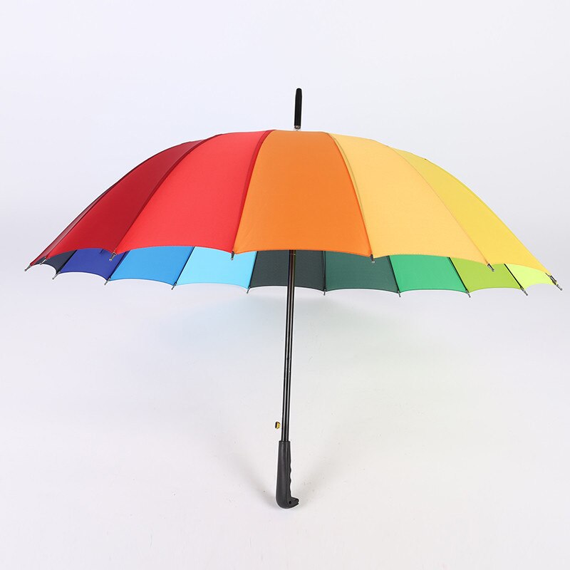 16K a prueba de viento Arco Iris paraguas lluvia mujeres hombres Sol caminando mucho manejar sombrillas rectas para Golf automática abierto sombrilla
