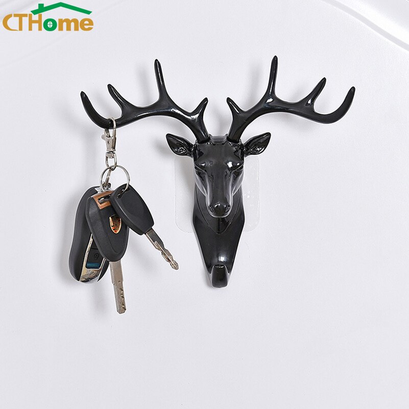 Hertenkop wandhaak dier zelfklevende kleding display rekken haak kleerhangers pet kamerdecoratie wand tas sleutelhouder gewei