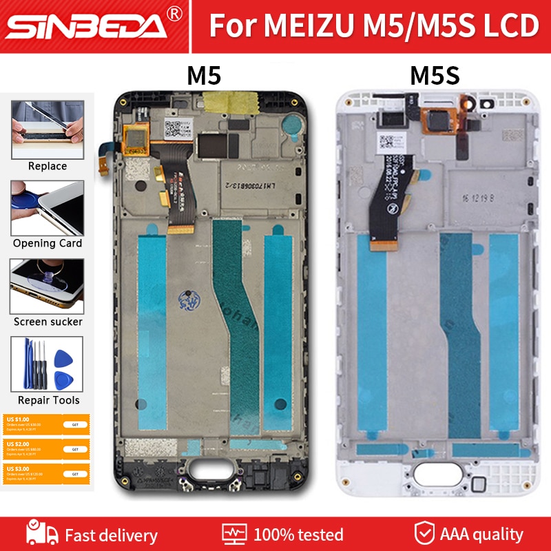 5.2 "Originele Lcd + Frame Voor Meizu M5S M5 Mini Lcd-scherm Touch Screen Aaa + + + Digitizer Vergadering Voor meila 5/5S Lcd-scherm