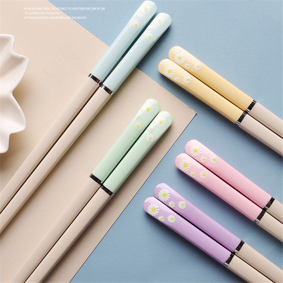 Japanese Style Household Chopsticks Color Antibacterial Alloy Chopsticks Non-mold Nail Chopsticks Tableware
