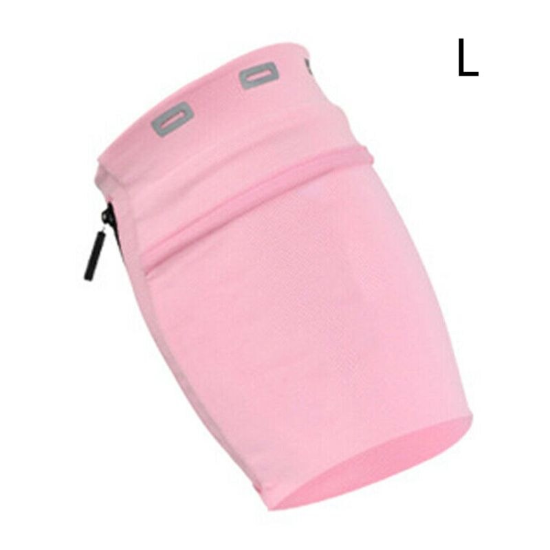 Bolsa de brazo portátil para exteriores, brazalete para ejercicio físico, soporte de almacenamiento para teléfono móvil: Pink L