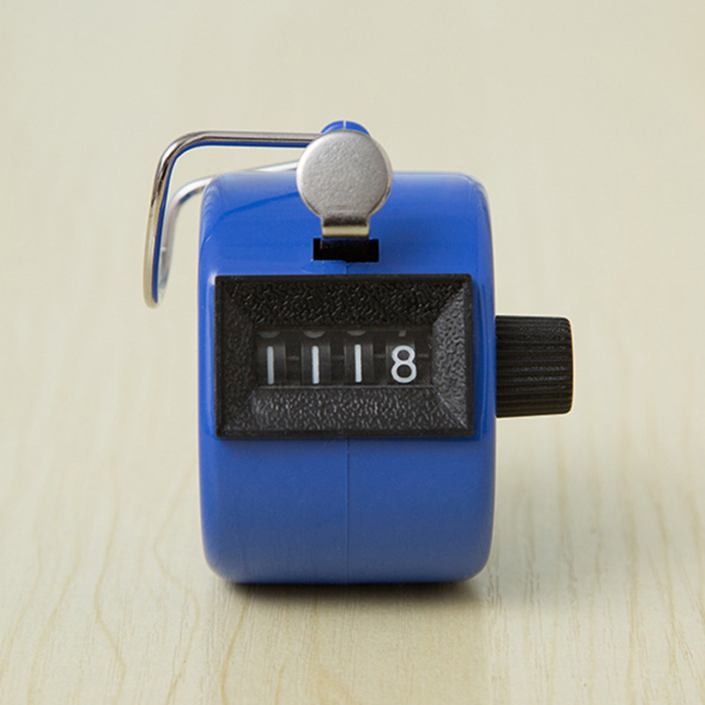 4 Digit Number Counters Metal Shell Hand Finger Display Manual Counting Tally Clicker Color Shell Timer Soccer Golf Counter: Blue