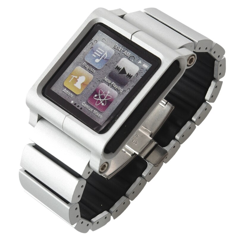 Aluminium Horloge Bandjes Multi Touch Vervanging Voor Ipod Nano 6th Kleur: Zilver