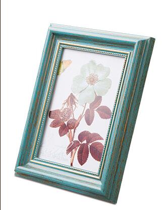 5/6/7/8/10 Polegada retro azul-verde moldura da foto estilo europeu montado na parede de suspensão mesa quadro de imagem da família decoração da casa 1 peça: Green / 7 Inch