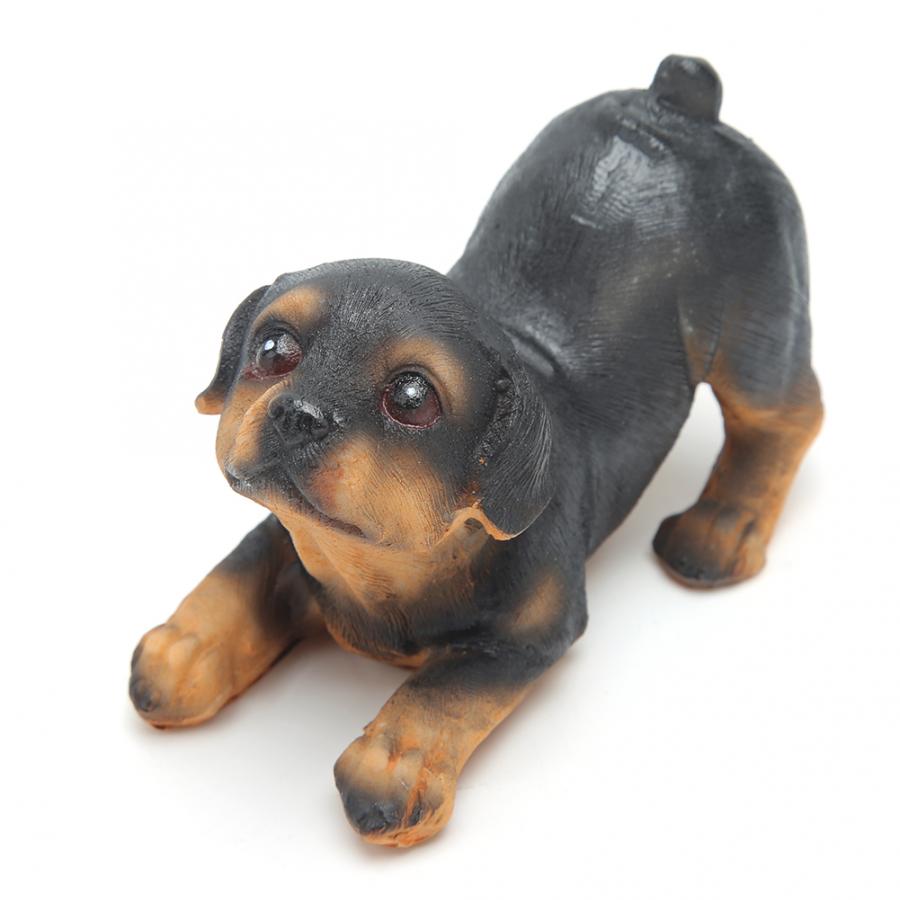Hundehvalp statue 4 stk/sæt mini sød hvalpe hund statue skulptur ornamenter harpiks håndværk gårdhave havedekoration