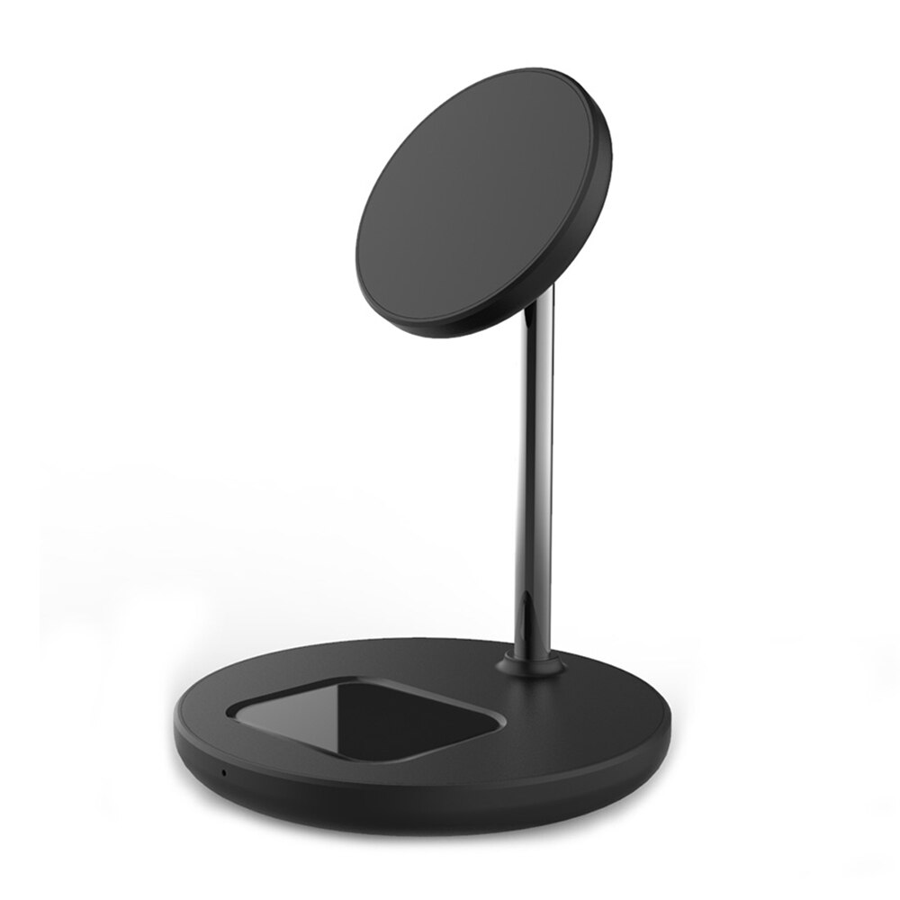 Magnetic Wireless Charger 2 in 1 Stand For iPhone 13/12 Pro/11/X Desktop Phone Holder 15W Qi Wireless Charging For Airpods 2 3: Black