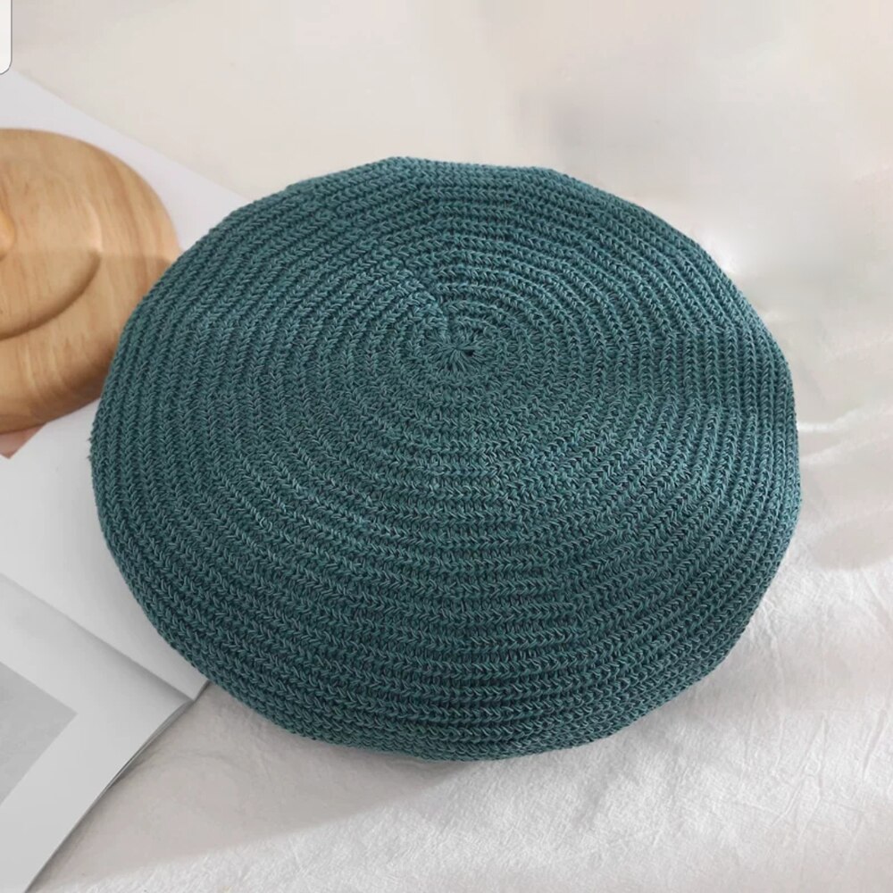 ¡Novedad de ! Boinas de punto para primavera y verano para mujer, gorro liso de algodón para mujer, gorras francesas de ganchillo a la con estrellas, gorro de pintor: 6