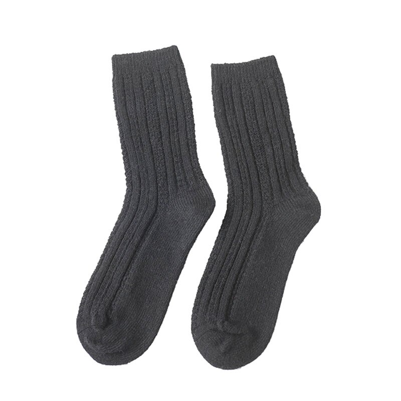 Damessokken herfst winter dikke wollen sokken ademend deodorant warm effen kleur casual dames katoenen sokken 2369: Zwart