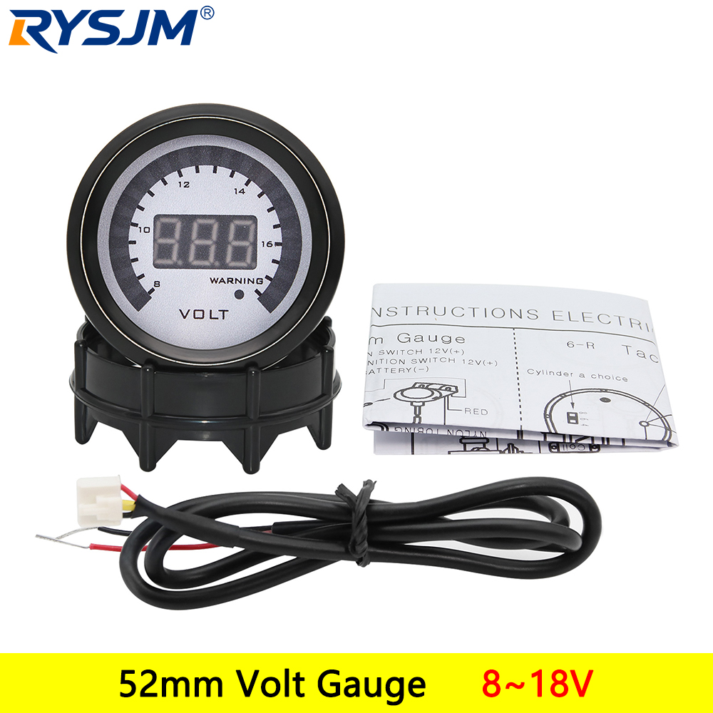 52MM Digitales LED-Boost-EXT-Abgastemperatur-Messgerät, Voltmeter, Spannungs-Luft-Kraftstoff-Verhältnis-Anzeige, Öldruck- und Öltemperaturmesser, Auto-Messgerät: Orange