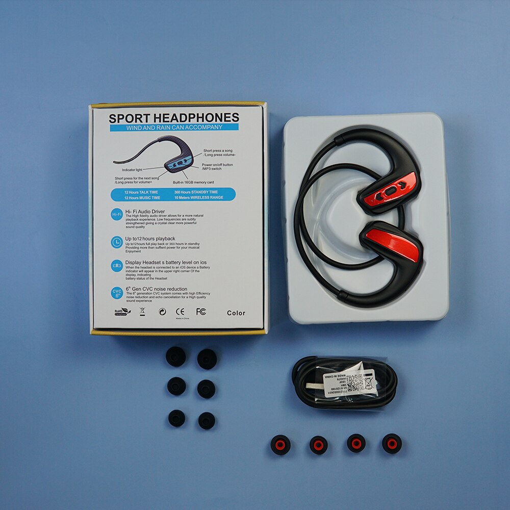 Bekabelde bluetooth-oortelefoon, sport ipx 8 , zwemband, draadloze gamingheadset, stereo-oordopjes, metalen oordopjes met microfoon: Zwart rood