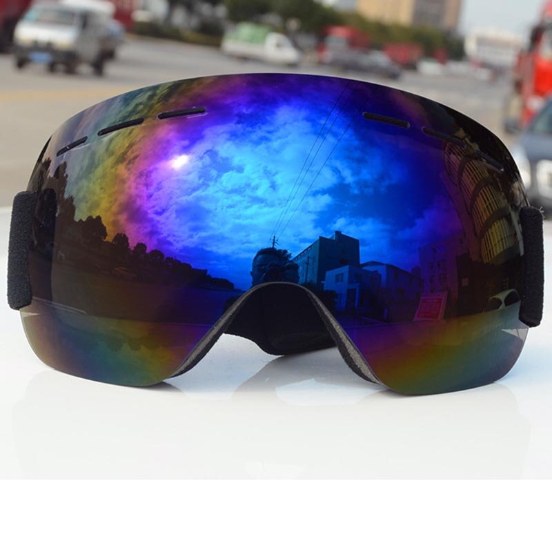 Skibriller anti-tåge og sandtætte store sfæriske briller til mænd og kvinder voksen klatring sne beskyttelsesbriller: Rød