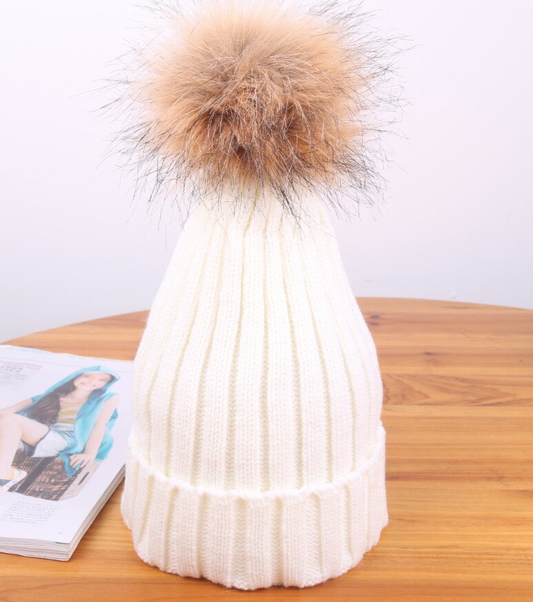 Mom Baby Pompon Hat Winter Beanie Cap Baby Bonnet Mom Kids Hats Knitted Pompon Ball Headwear BP07: White / Mom