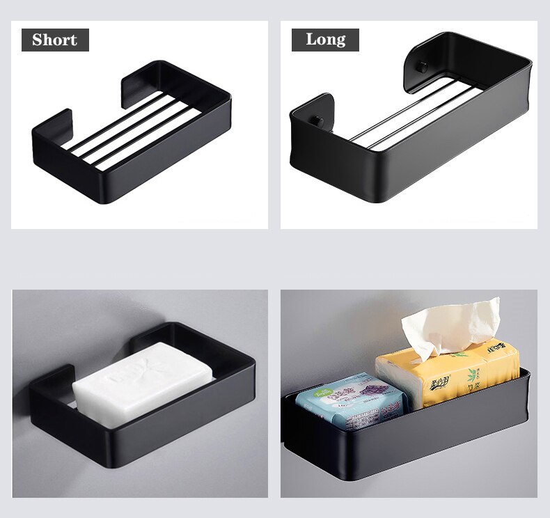 Tissue Holder Black Silver Shower Caddy for Bathroom Toilet Kitchen Shelf Soap Dish Wall Mounted WC Paper Basket