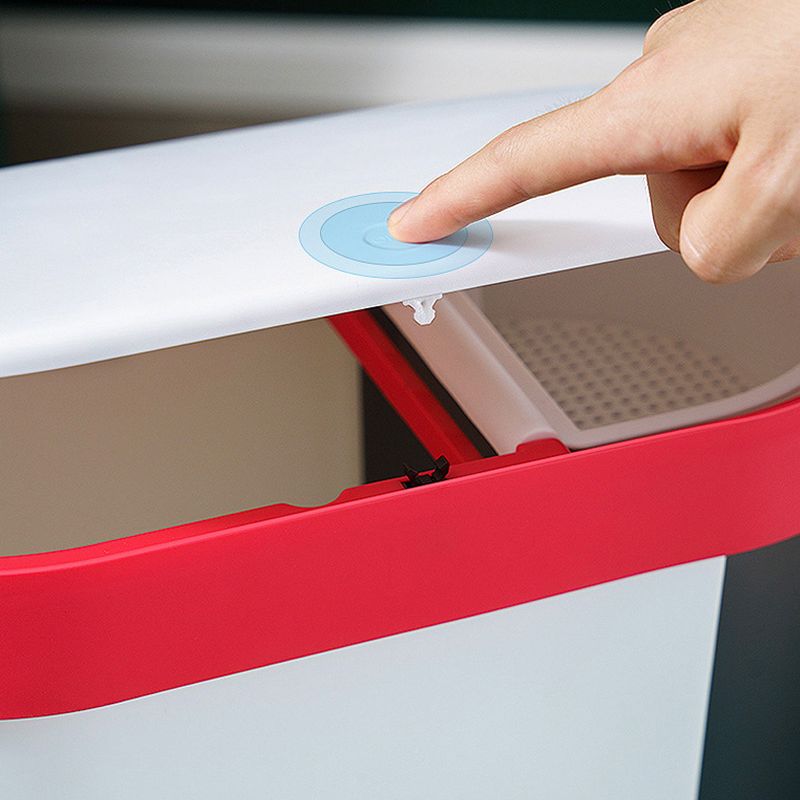 3 IN 1 Wet And Dry Sorted Waste Bin Press Opening Garbage Can With Lid Food Waste Storage Can Tea-draining Emptying Waste Bin