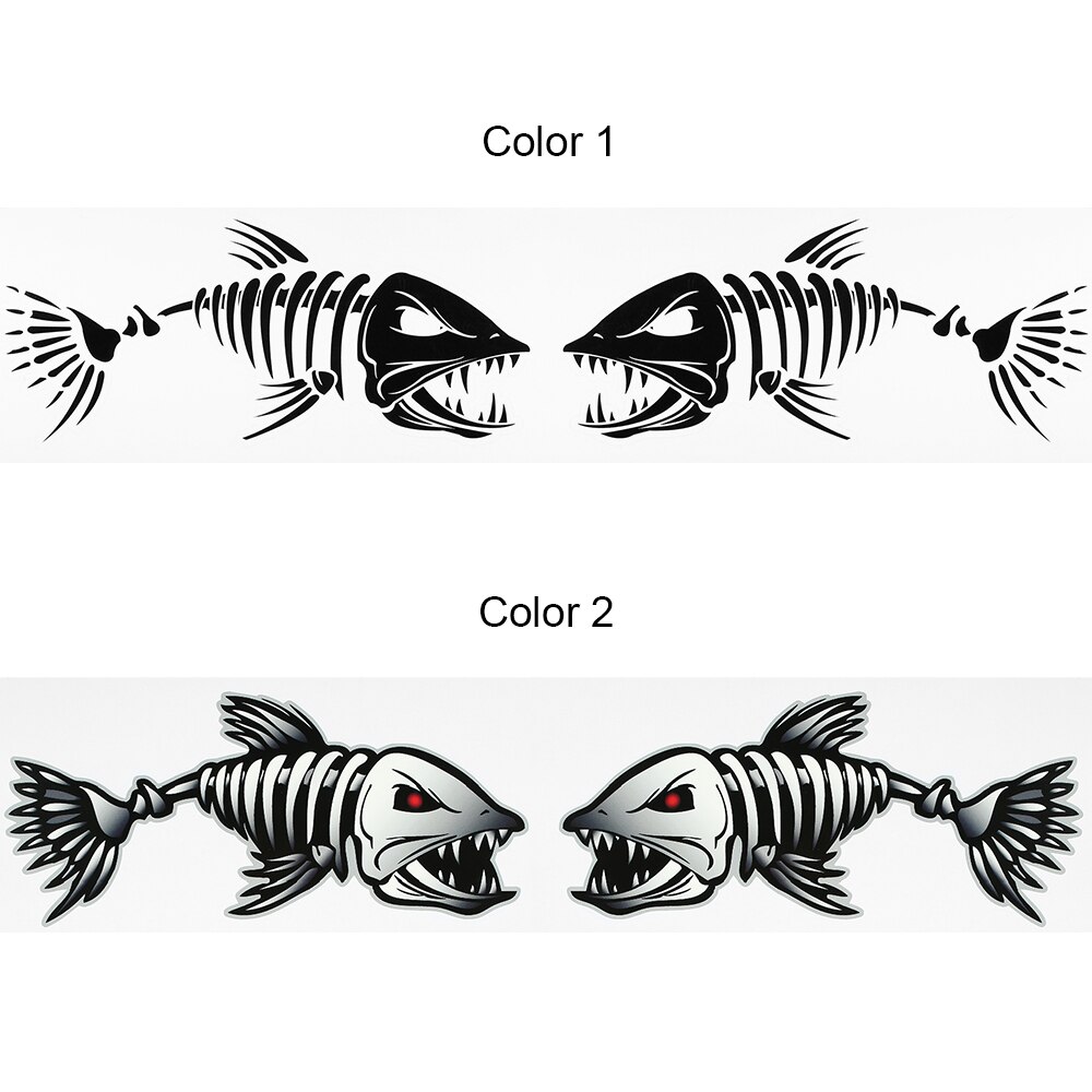 Pegatinas para la boca de los dientes de pez, 2 uds., decoración divertida para el coche, pesca en bote, canoa, gráficos en Kayak, esqueleto, pegatinas de peces, triangulación de envíos