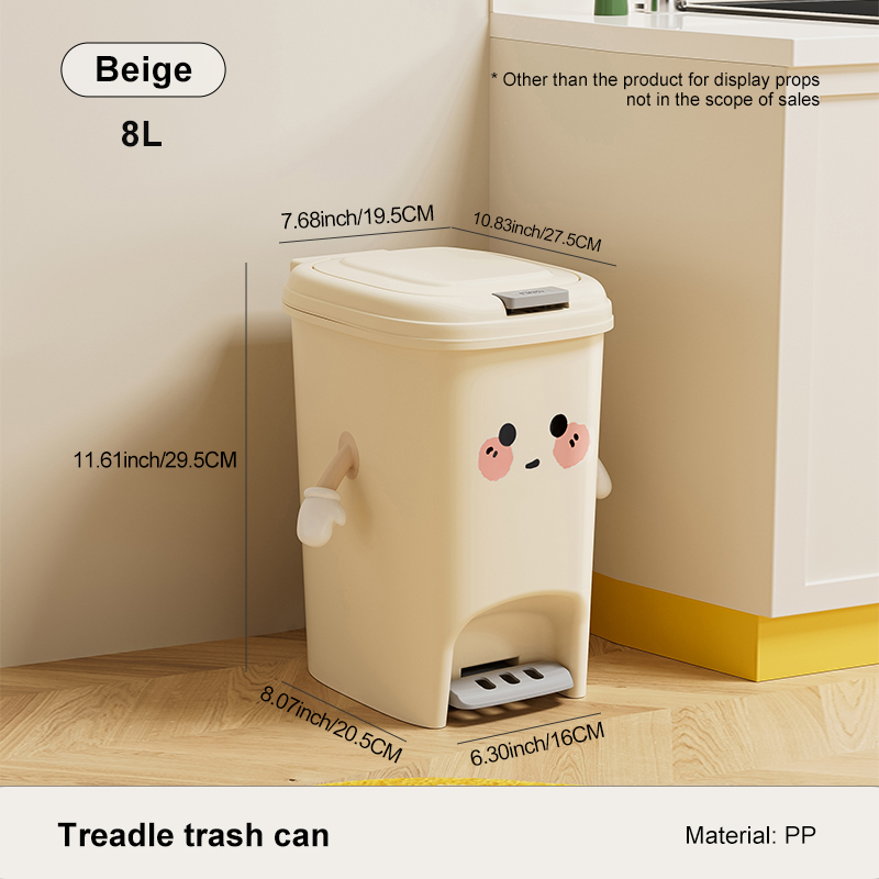 UFORU poubelle créative ménage sens avancé grande capacité cuisine salon presse pédale double poubelle ouverte: Beige