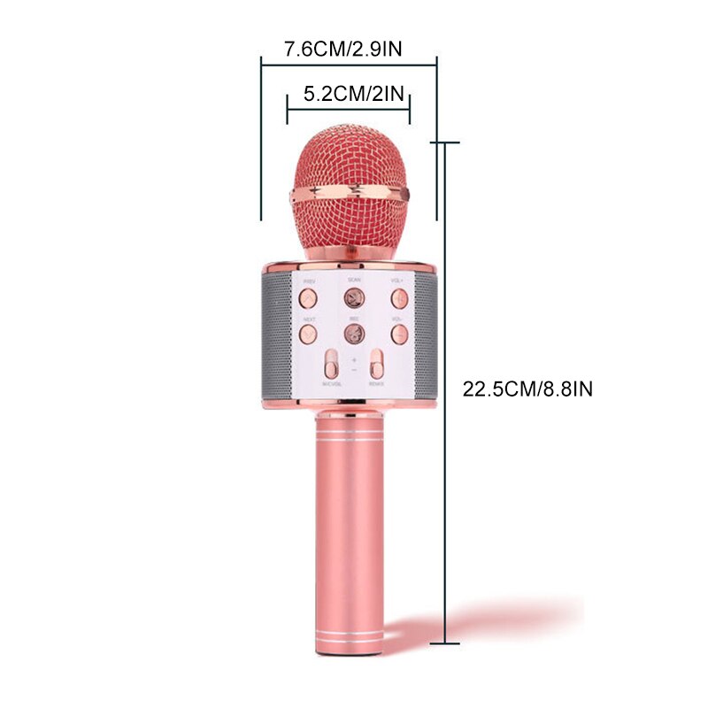 Wireless Microphone for Kids Mobile Phone Karaoke Microphone Portable Vocal Singing Recording Mike 3D stereo Mini Mic
