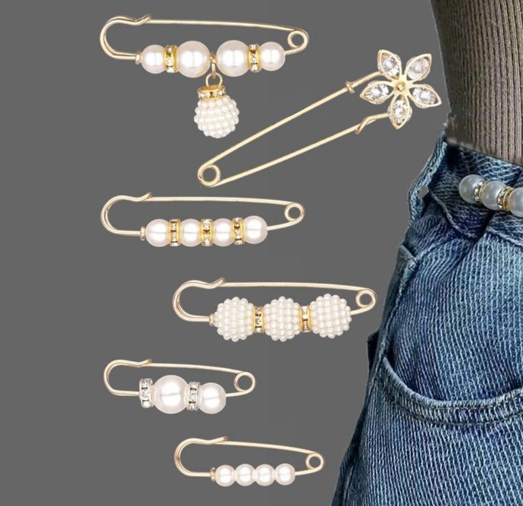 Alfileres joyería cintura hebilla fija accesorios de mujer vestido chal Clips pretina Pin ropa broches conjunto cintura Pin broche: Plata