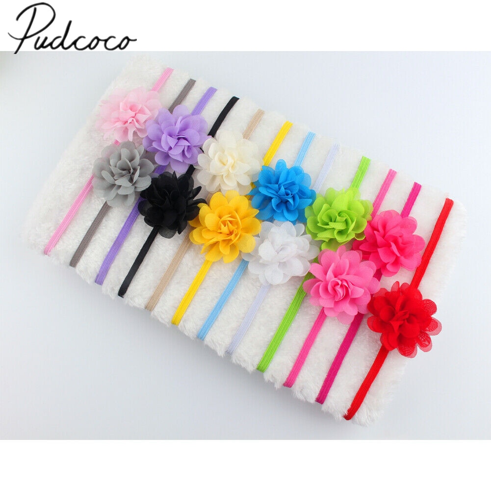 2019 Acessórios Headwear 12 pçs/set Menina Headbands Do Bebê Big Flor Headband Do Cabelo Bandas Criança Infantil Arco Doces Cor Tiara