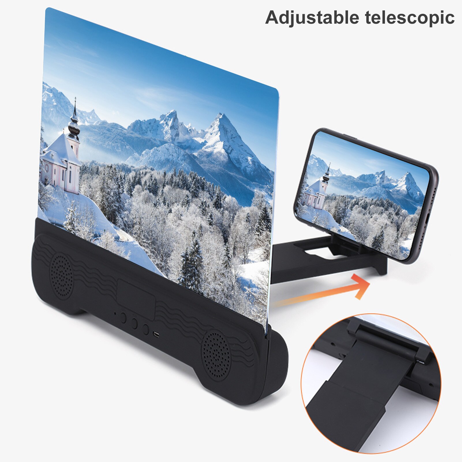 3D Mobile Phone Screen Amplifier Magnifier Folding Enlarged HD Video Amplifying Cell Phone Stand Bracket With Bluetooth Speaker