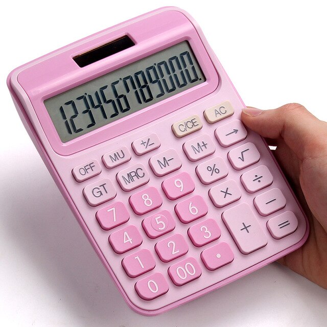 With voice calculator cute Korean candy color little fresh calculator computer big keys financial accounting special girl pink: pink