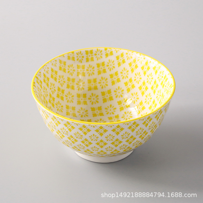 Bol à riz fileté de 4.5 pouces, petit bol de ménage à salade en céramique de Style japonais vaisselle accessoires de cuisine bol Ramen: WHITE