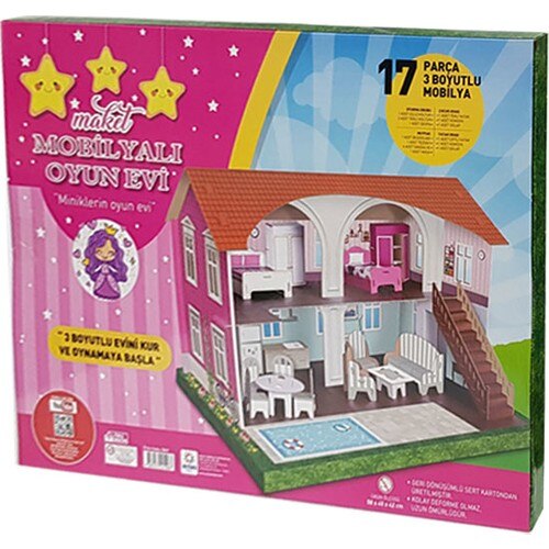 Arnas Toys 3 Size Utility Furnished Game House-17 Piece