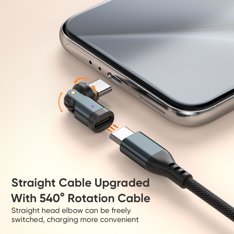 AUFU PD240W OTG Adapter USB C na typ C 540 Obrót typu C Konwerter męski na żeński dla Macbook Xiaomi Samsung Złącze OTG