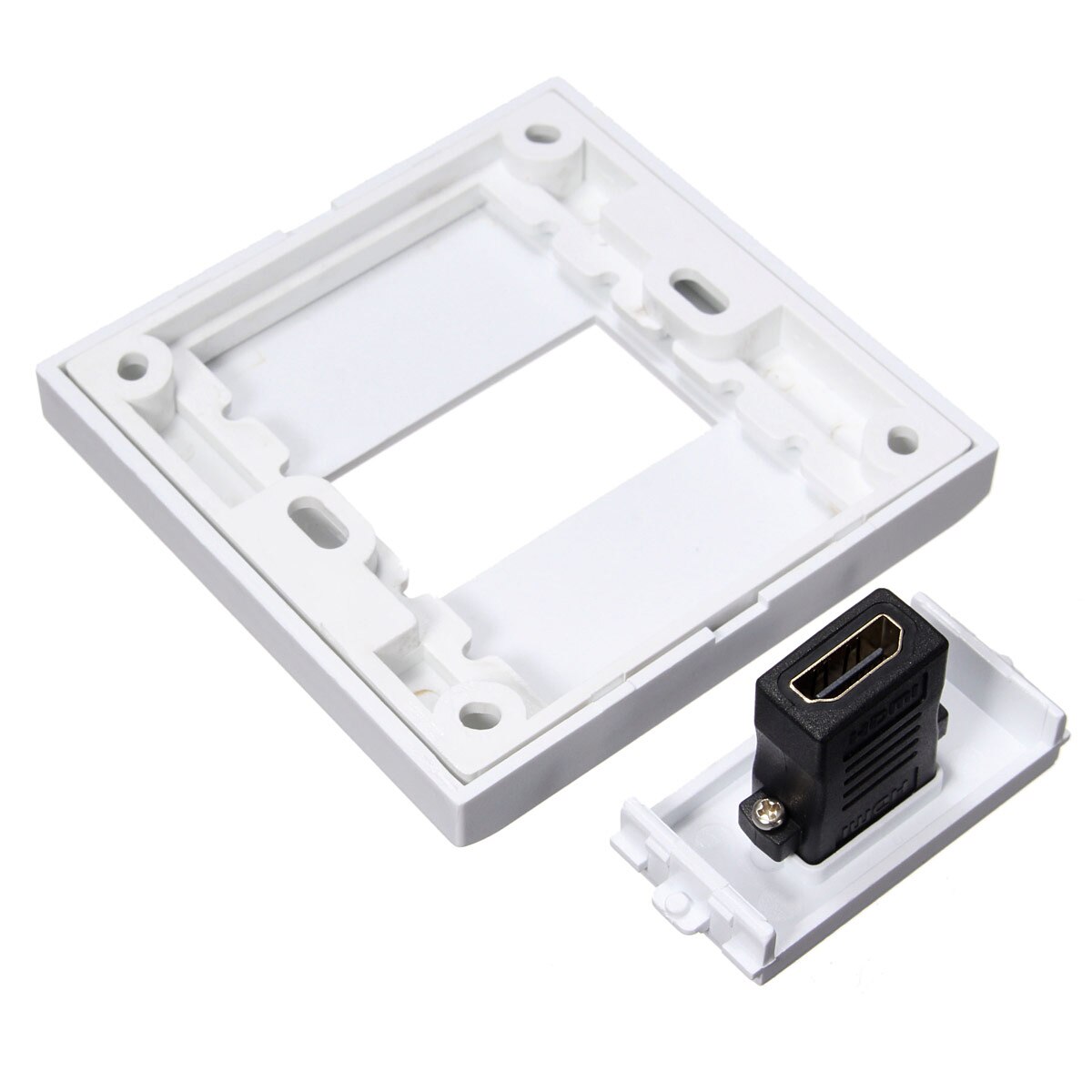 Practical White HDMI 1 Port Wall Plate Socket Panel Cover Coupler Outlet Extender For HDTV DIY Easy to Install
