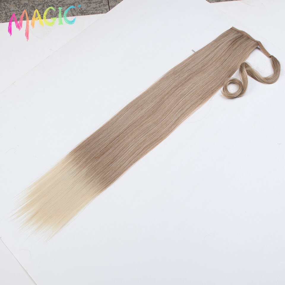 Magic Synthetische Lange Rechte Paardenstaart Haar 32 Inch Wrap Around Clip In Paardenstaart Haar Hittebestendige Staart Synthetische Extensions