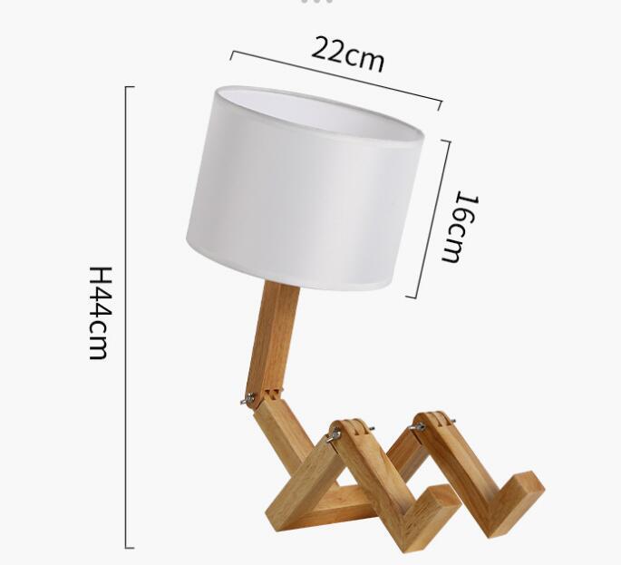Lampe de Table créative en forme de Robot en bois, lampe de bureau de lecture à la pour étude intérieure, veilleuse décorative nordique moderne pour bureau