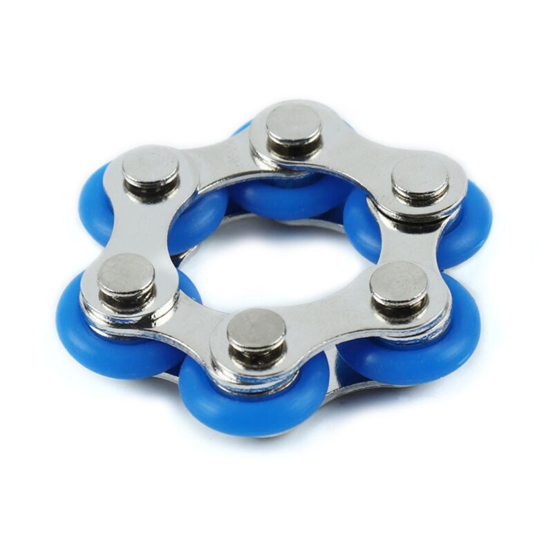 Foreign trade 6-section Key Ring Fidget toy to relieve pressure and vent toy bicycle decompression chain: Deep Blue