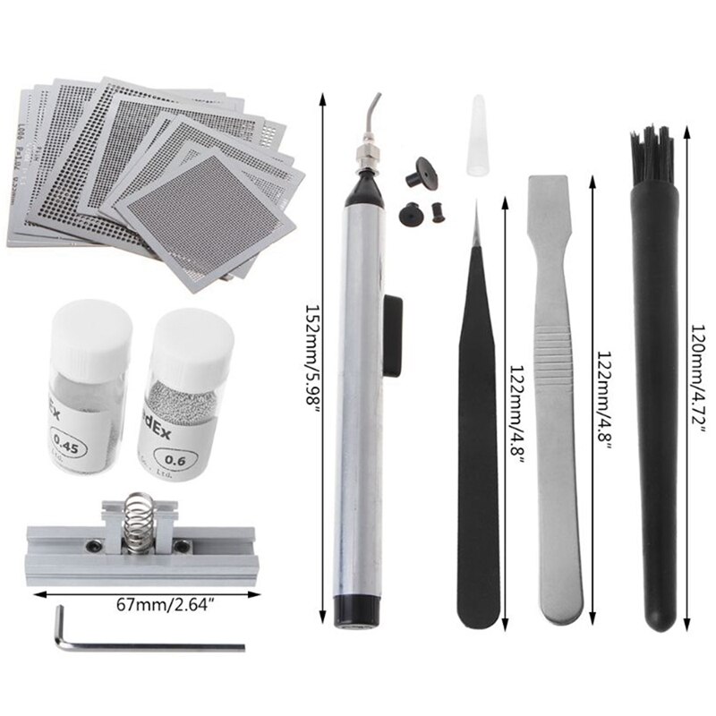 BGA Reballing Directly Heat Stencils Solder Paste Tin Balls Station Steel Mesh BGA Reball Kit for SMT Rework Repair