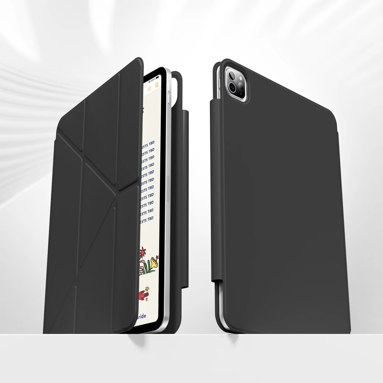 Magnetic for iPad Pro 11 13 inch, Pro 12.9 Air 11 Air4/5 10.9 With Magnetic Detachable Y-Shaped Folding Cover: EIGHTEEN / Red