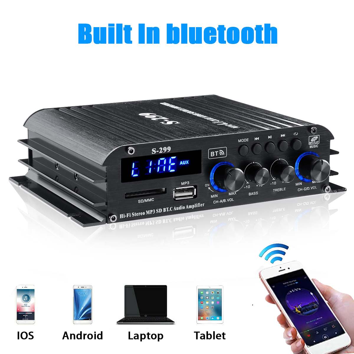 4*400w 4.1 -kanals mini hi-fi digital bluetooth trådløs effektforstærker bil hjemmelyd stereohøjttalere basforstærker usb/sd aux