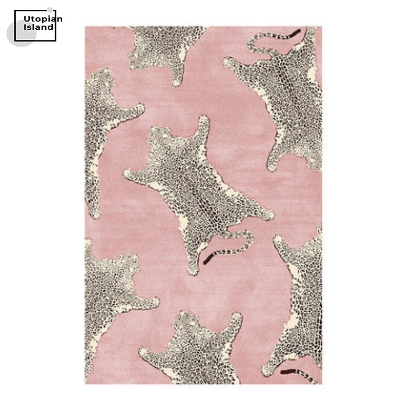 Leopard Carpet Soft Bedroom Carpet Nordic Plush Carpet Hair Baby Rugs Furry Babi Play Mat Pink Fluffy Carpets For Living Room: 80x120cm
