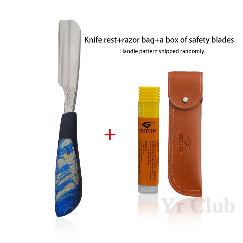 Maquinilla de afeitar de seguridad japonesa con mango recto, afeitadora de aleación de Zinc, recortadora de barba de madera, cuchilla de pluma, cuchillo de afeitar, herramientas de barbería de descanso: Rojo