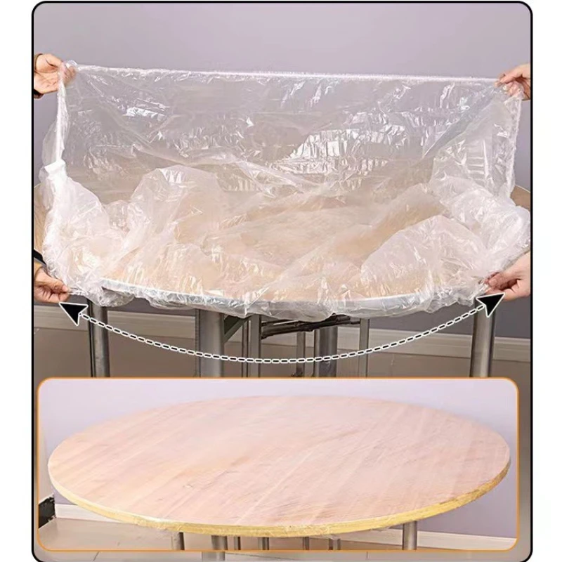 Waterproof Round Transparent Elastic Edged Table Cover PVC Simple Convient Kitchen Catering Protector Tablecloth