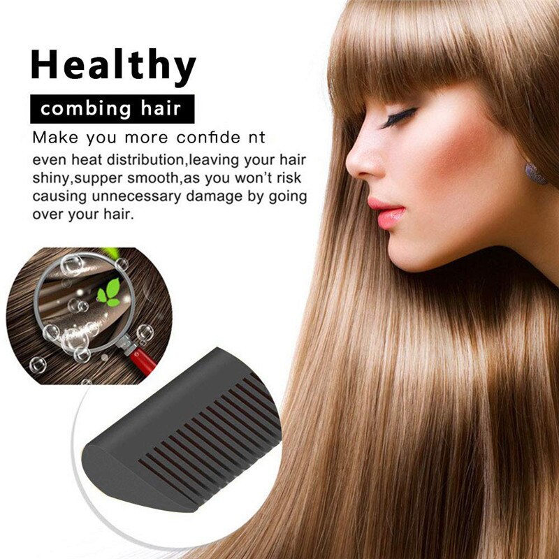2 en 1 peigne chauffant noir défriser les cheveux multifonctionnel électrique fers plats lisseur brosse peigne cheveux humides et secs