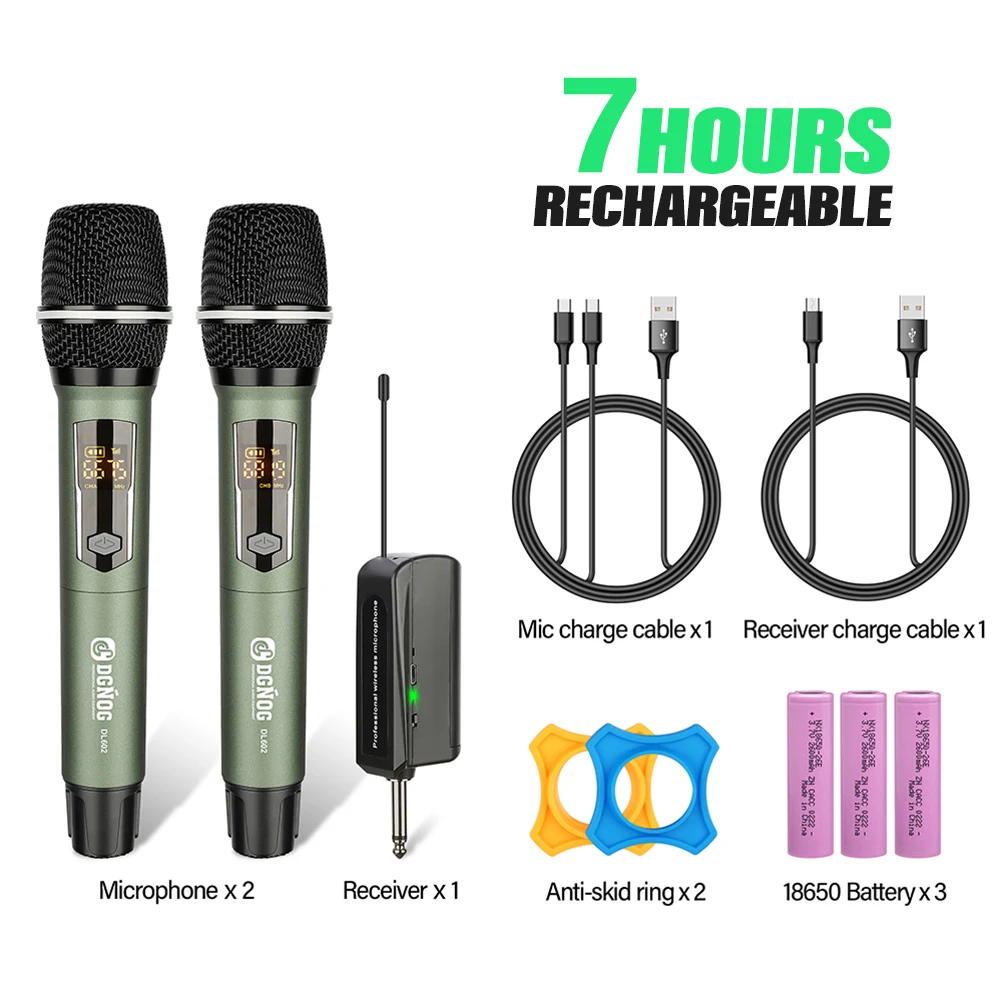 Dual Handheld Dynamic Karaoke Microphone System 2 Channel Wireless Microphone UHF 60m for Conference Stage School PA Speaker: Default Title