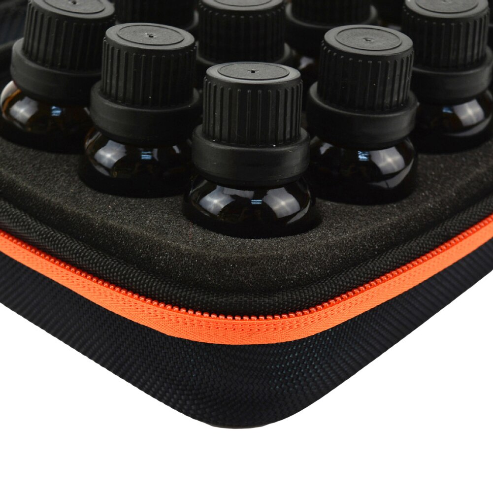 Draagbare 12- slots onbreekbare schokbestendige essentiële oliefles opbergtas met ritssluiting, beschermhoes voor 5/10/15ml flessen