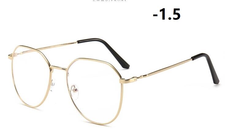 -1-1,5-2-2,5-3-3,5-4-4,5 myopie Brille Frauen Männer retro Metall Rahmen Platz Studenten Myopie Gläser Rahmen Für Neue: Gold -1.5