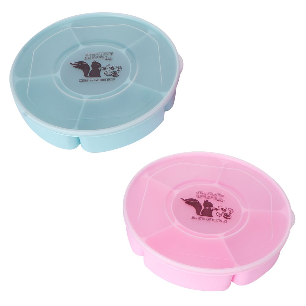 Multi Sectional Snack Serving Tray Set with Lid for Home (Red): Blue Pink