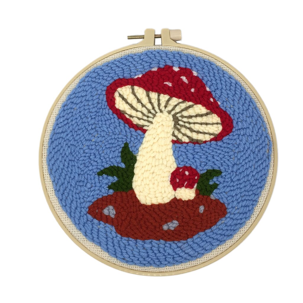 DIY Punch Needle Starter Kits with Basic Tool DIY Needlework - Cartoon Pattern: Mushroom