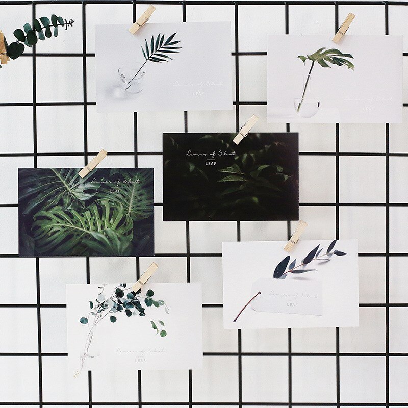 30 Pcs/pack Cute Leaves Postcards 143*93mm Leaf Plant Painting Style Note Card Postcard Kids