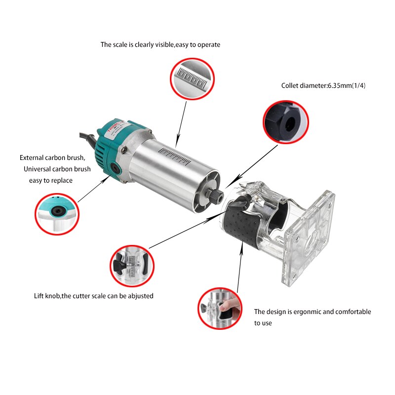 Neue Holzbearbeitung Elektrische Trimmer für Fräsen Maschinen Stecher 220v Tragbare Fräsen Cutter holz holz Mechanische Arbeit Werkzeuge