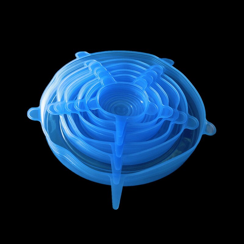 Silicone Stretch Lids Replacement Plastic Alternative Lid Rectangle Round Reusable Food Covers Huggers for bowls, Cans, bottles: Round Blue